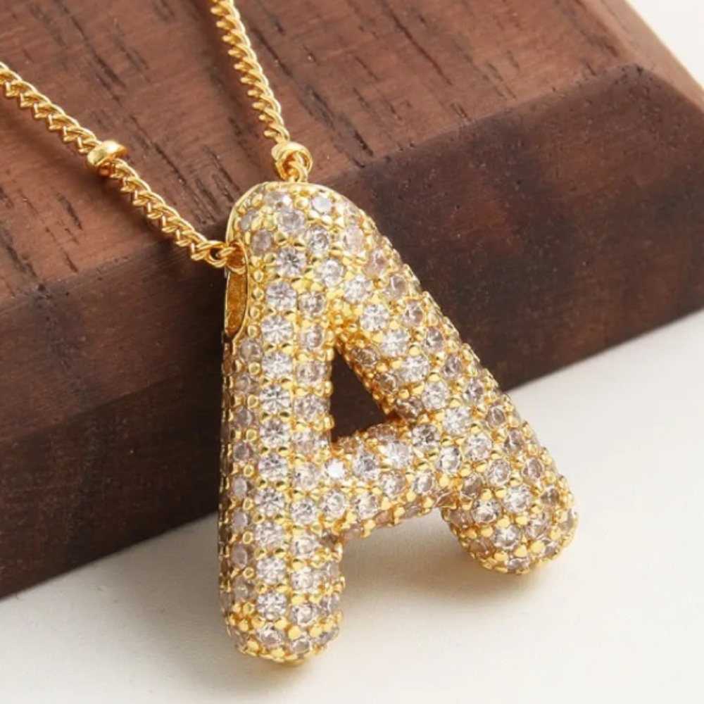 Anthropologe âAâ Diamond Gold Initial Pendant Necklace